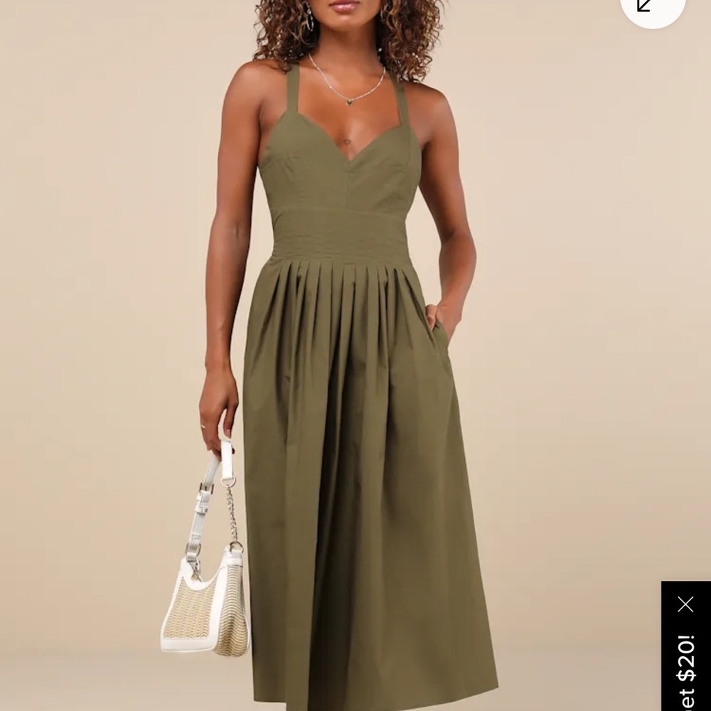 Lulu's Chic Olive Midi Dress